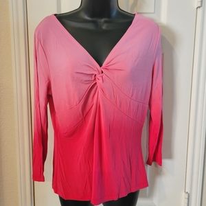 Vtg Ombre V-neck Top Size Medium - Valerie Stevens Ombre Top Pinkish Watermelon